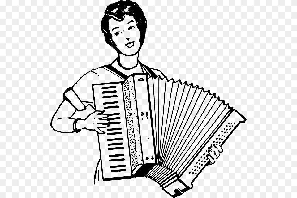 Music Outline People Lady Woman Person Human Someone Playing The Accordion, Musical Instrument, Face, Head Free Png Download