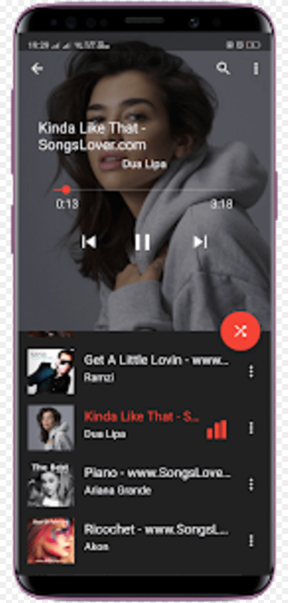 Music Player 2019 Equalizer And Bass Booster Dua Lipa, Mobile Phone, Electronics, Phone, Person Png Image