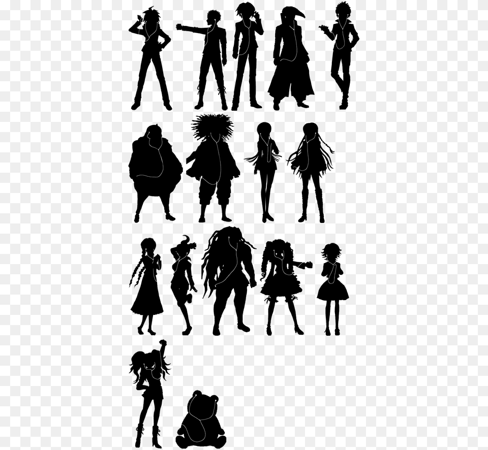 Music Player Silhouettes Danganronpa, People, Stencil, Silhouette, Person Free Png Download
