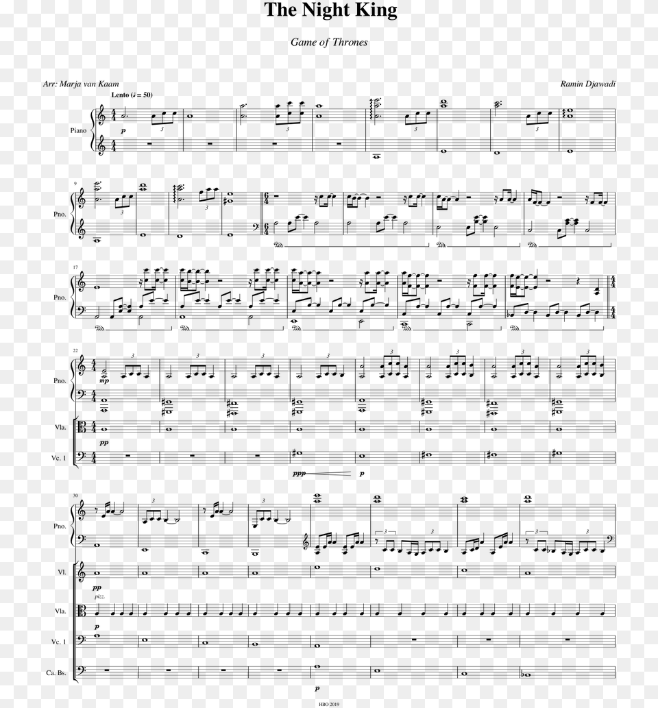 Music Score Night King, Gray Free Png Download