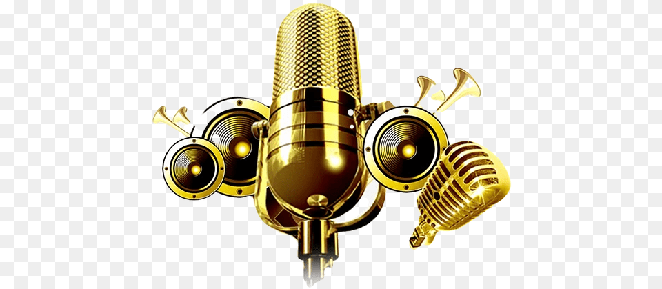 Music Services Microphone Gold, Electrical Device Png Image