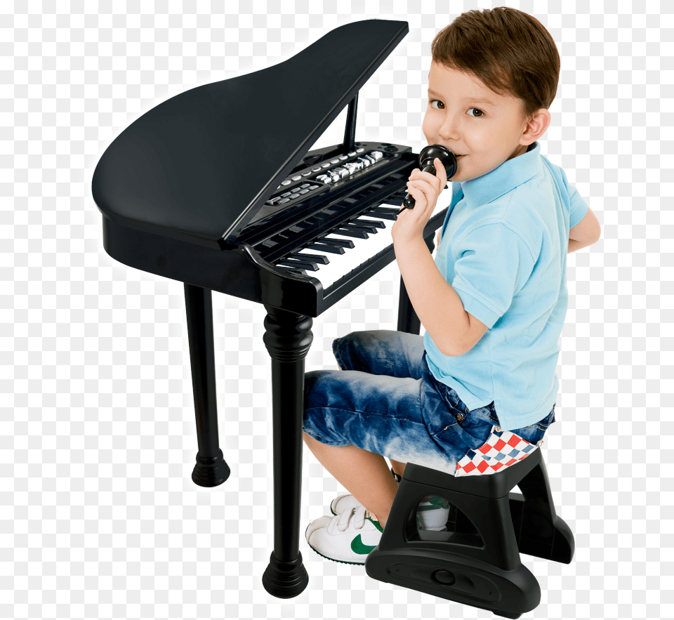 Music Time Grand Piano Large Winfun Grand Piano Black, Musical Instrument, Keyboard, Person, Male Free Png