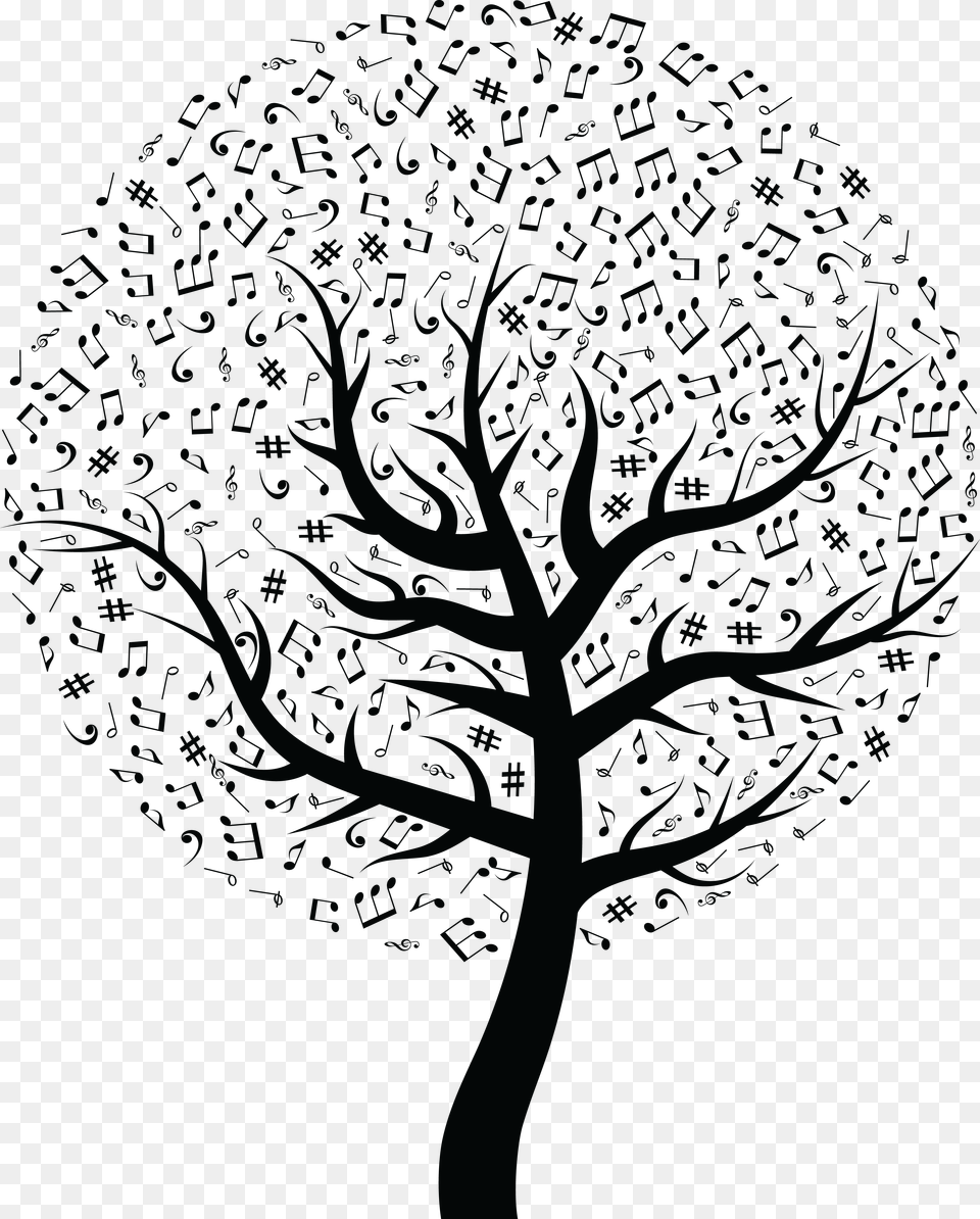 Music Tree Clip Arts Tree Designs On Wall, Silhouette, Art, Plant, Drawing Png Image