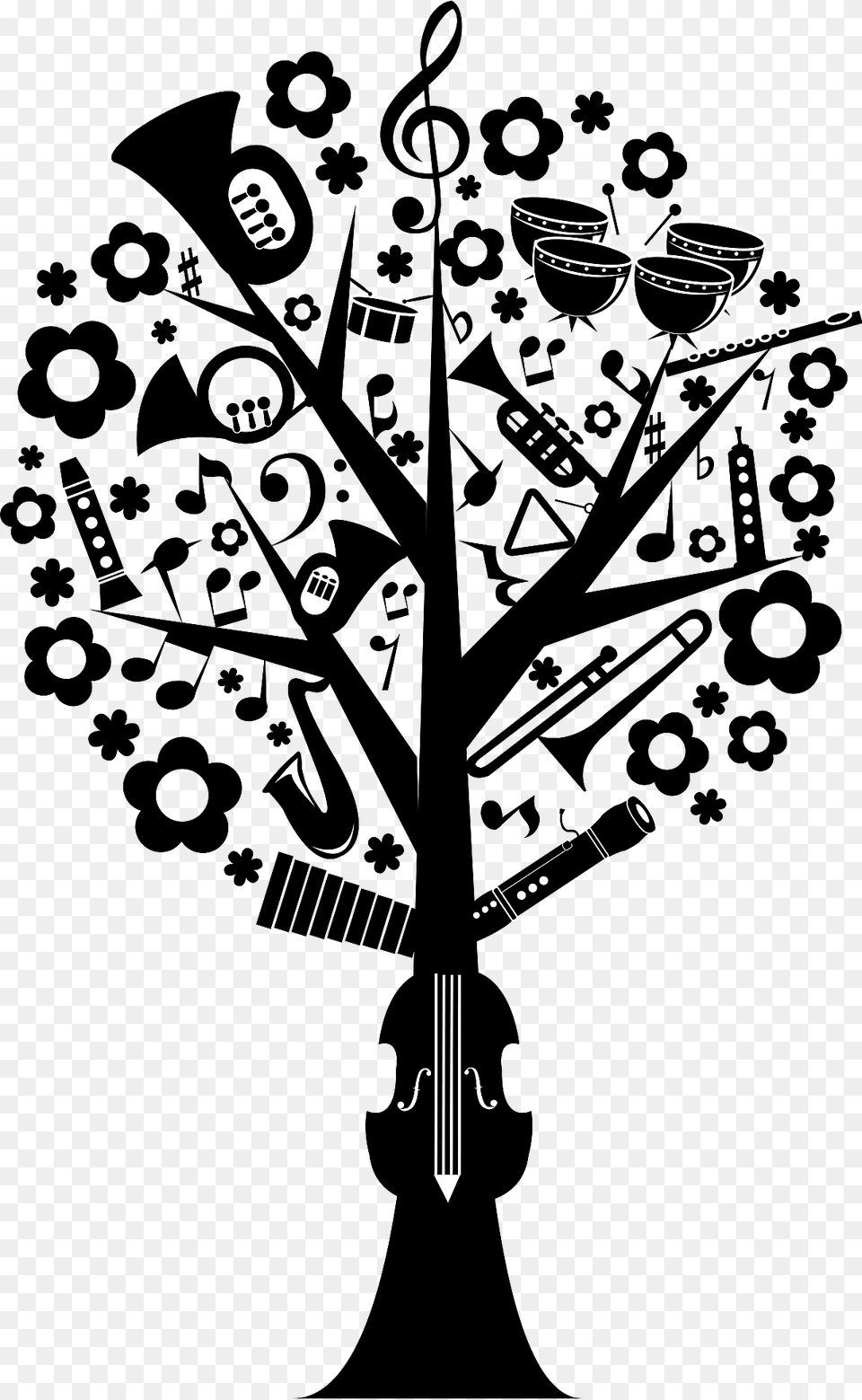 Music Tree Silhouette Clipart, Cross, Symbol, Art, Graphics Png Image