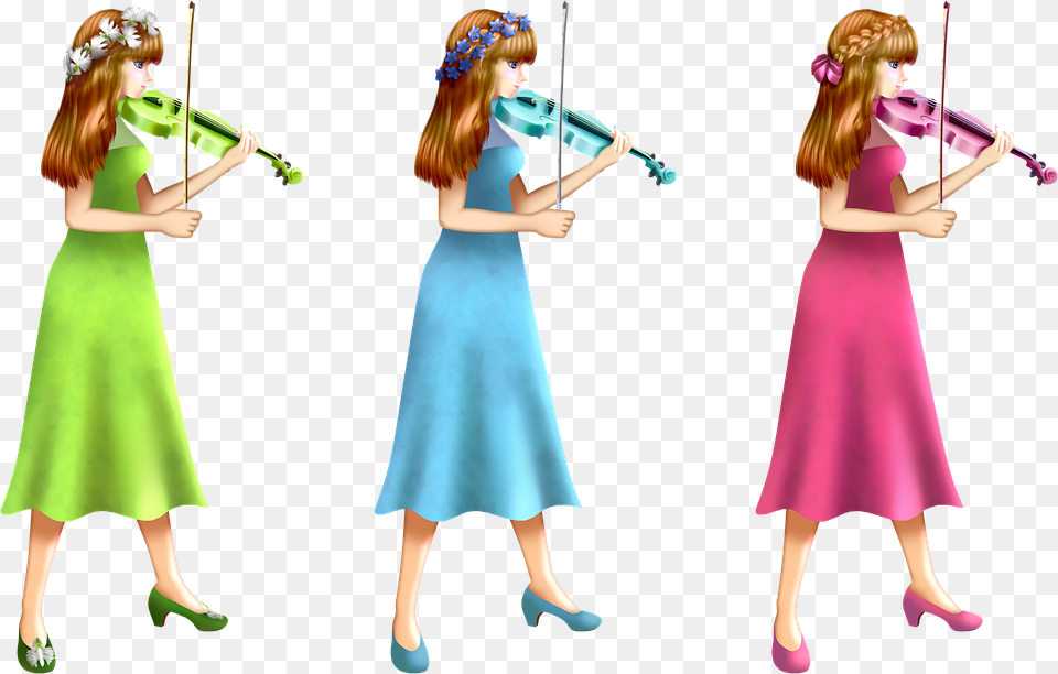Music Violin Violinist Women Girls Dress Playing Illustration, Clothing, Child, Person, Girl Free Transparent Png
