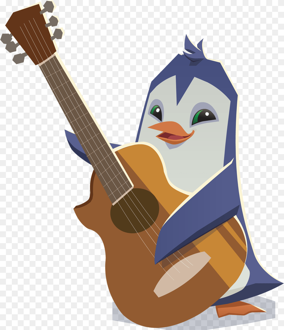 Musical Clipart Penguin Transparent Animal Jam Penguin, Guitar, Musical Instrument, Person, Performer Free Png
