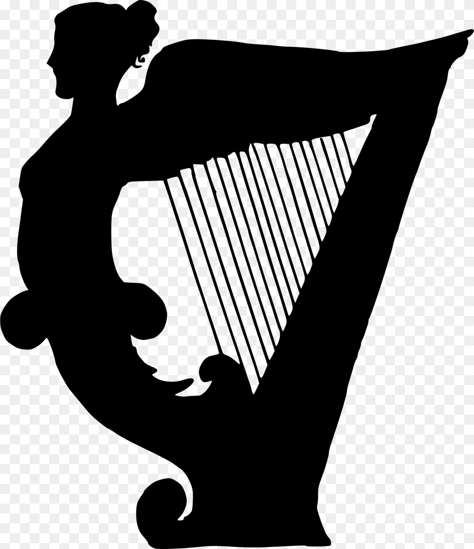 Musical Clipart Silhouette Irish Harp Silhouette, Gray Png Image