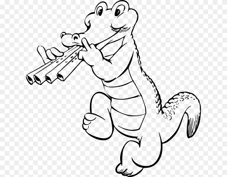 Musical Crocodile, Gray Free Png Download