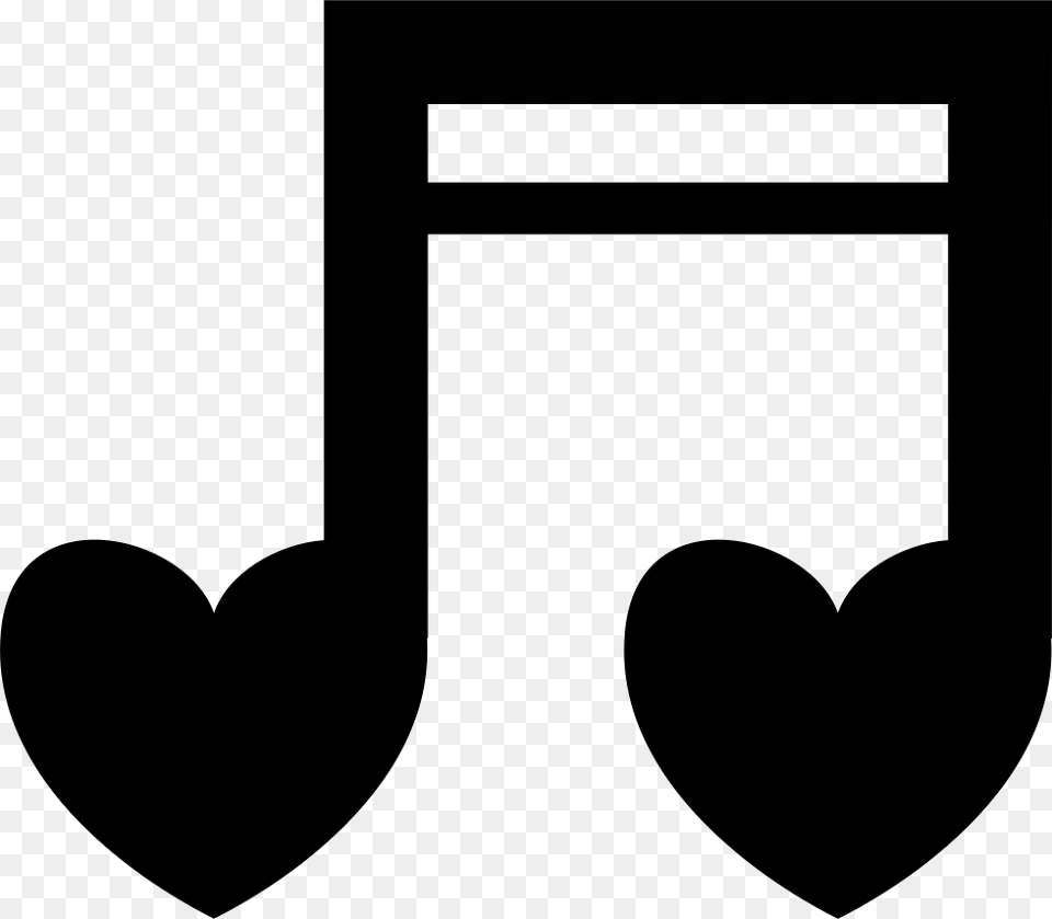 Musical Heart Notes Music Notes With Heart Clipart, Stencil Free Png Download