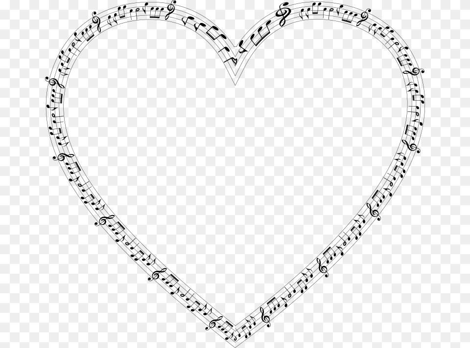 Musical Heart Vintage Heart Clipart, Gray Png Image