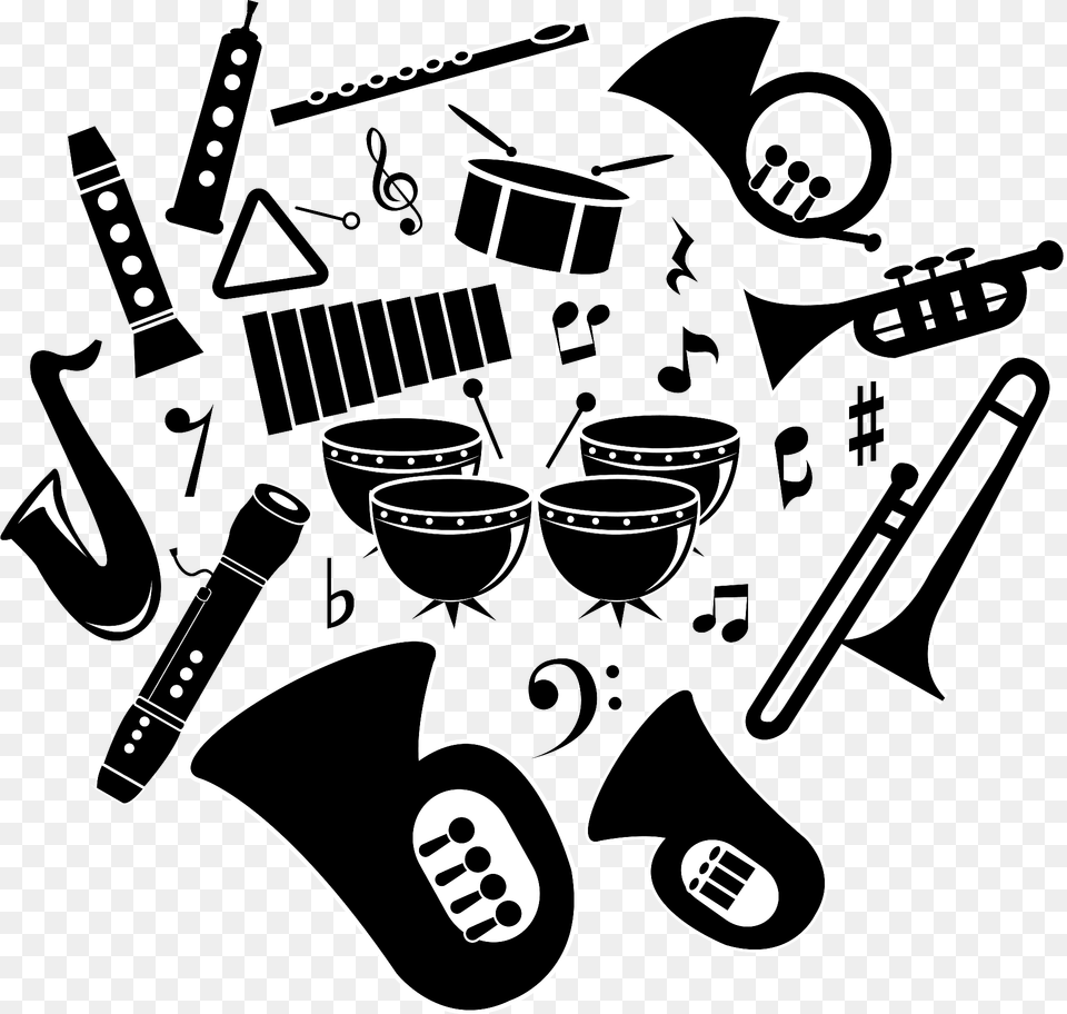 Musical Instrument Silhouette Clipart, Musical Instrument, Stencil, Art, Cup Free Png