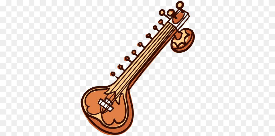 Musical Instrument Sitar Hand Drawn Sitar Line Art, Lute, Musical Instrument, Dynamite, Weapon Free Png