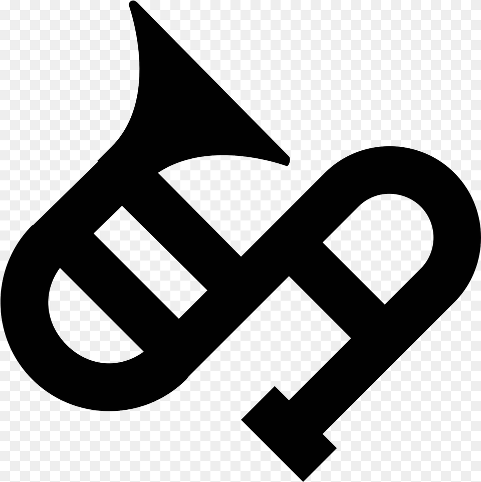 Musical Instrument Stylized As An S Curve With A Triangular Trombone, Gray Free Png Download