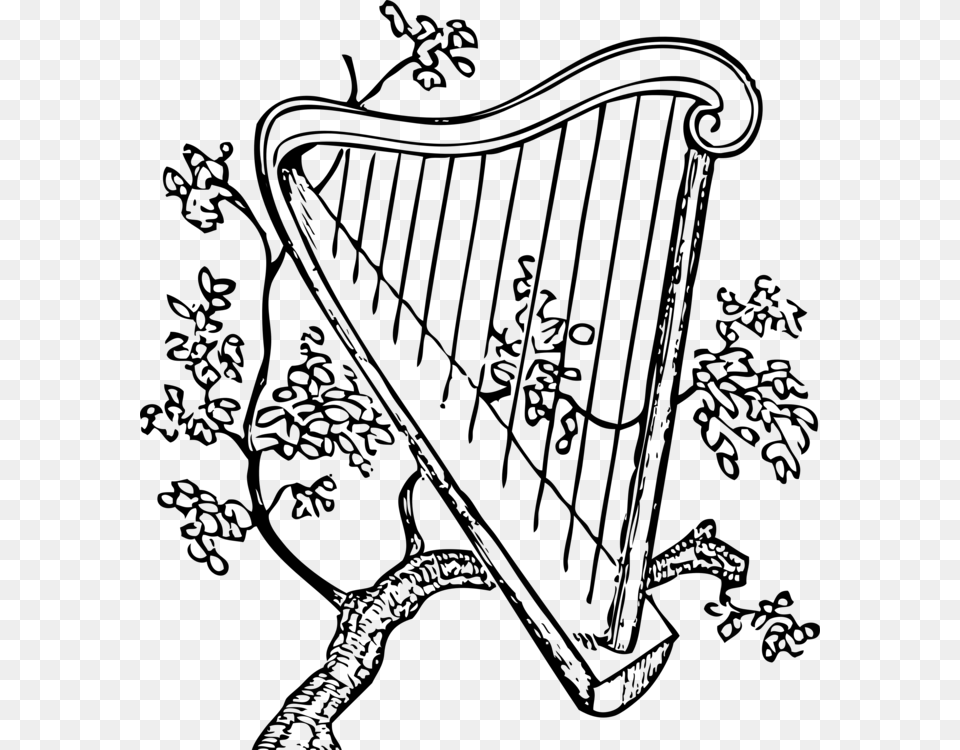 Musical Instruments Celtic Harp String Instruments Harp Clipart, Gray Free Png