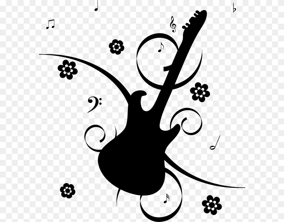 Musical Note Guitar Drawing Treble, Gray Free Png