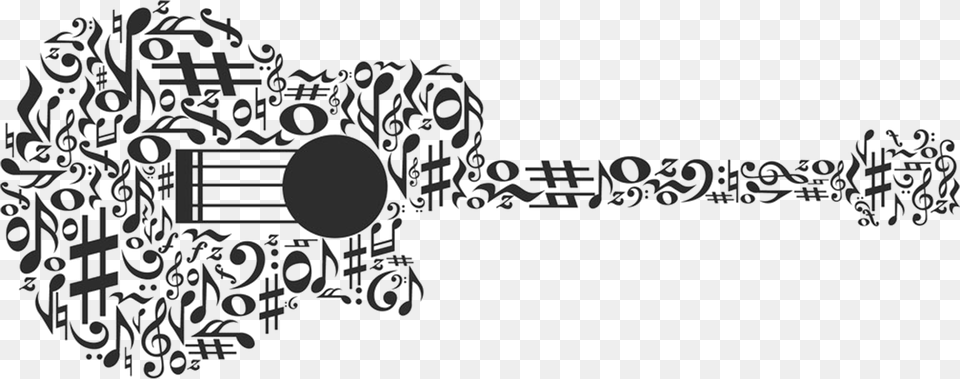 Musical Note Guitar Illustration Abstract Guitar Background Black And White, Blackboard, Musical Instrument Free Transparent Png