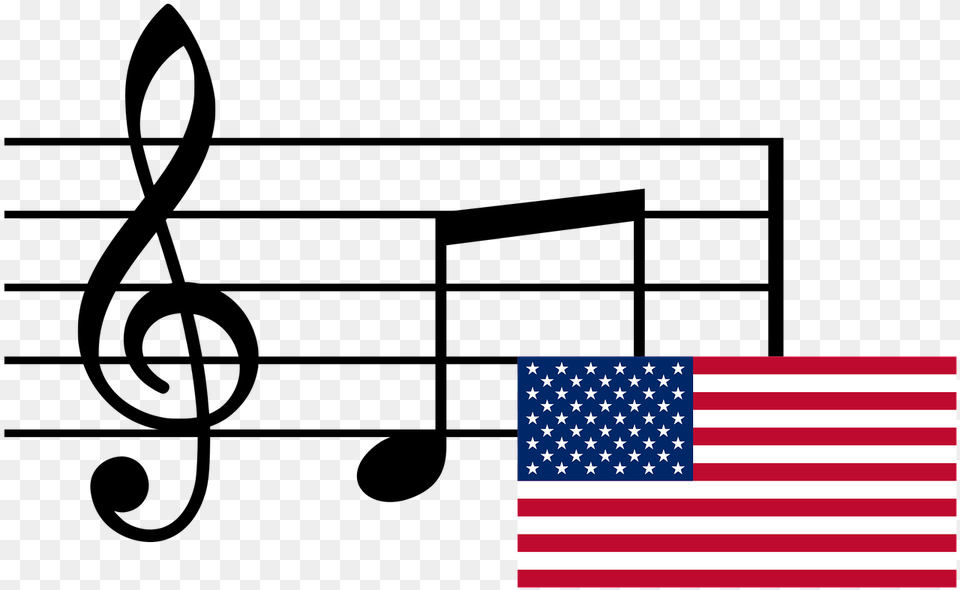 Musical Notes And Flag Usa G3 On Treble Staff, American Flag Free Png Download