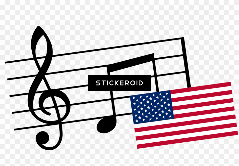 Musical Notes And Flag Usa Treble Clef Time Signature, American Flag Png