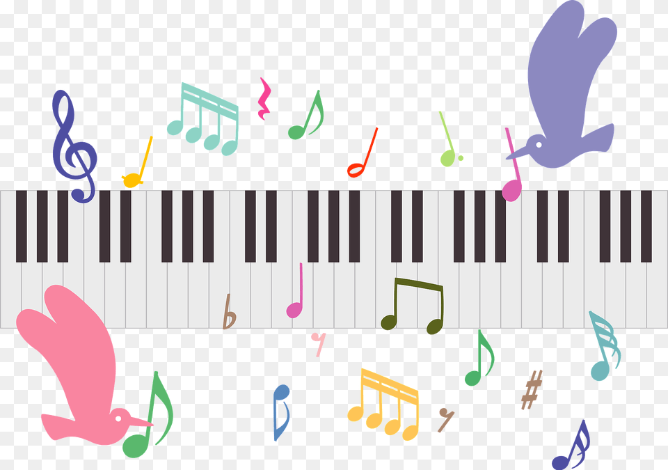 Musical Notes Birds And Piano Keybord Clipart, Animal, Bird Png Image