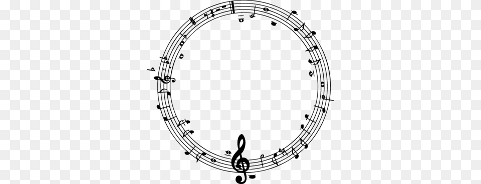 Musical Notes Circle Decorative Decal Pentagrama Musical En Circulo, Gray, Lighting Free Png Download