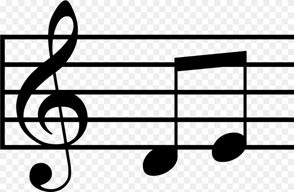 Musical Notes Treble Clef And 2 Half Notes Music Note Svg, Gray Png Image
