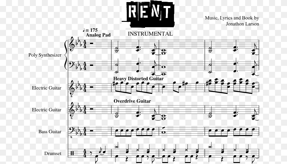 Musical Rent Full Score Png Image