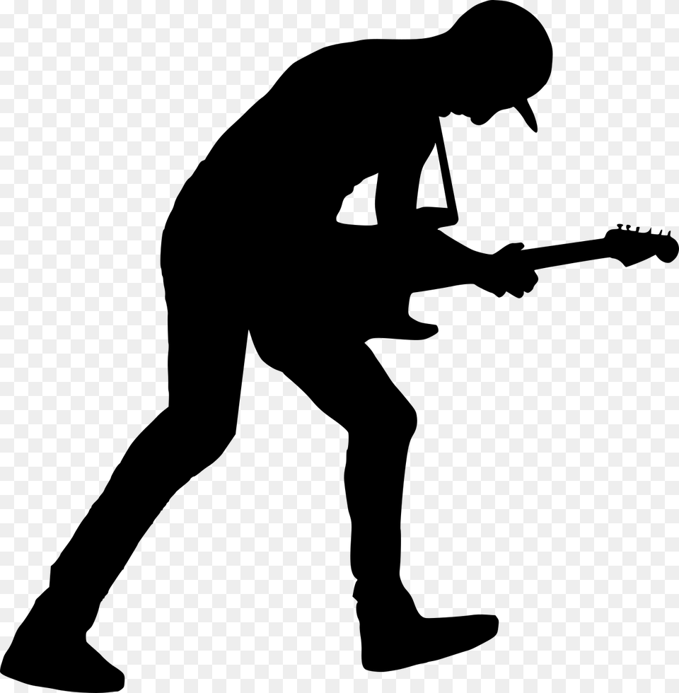 Musician Clipart Silhouette Guitar Player Silhouette, Gray Png Image