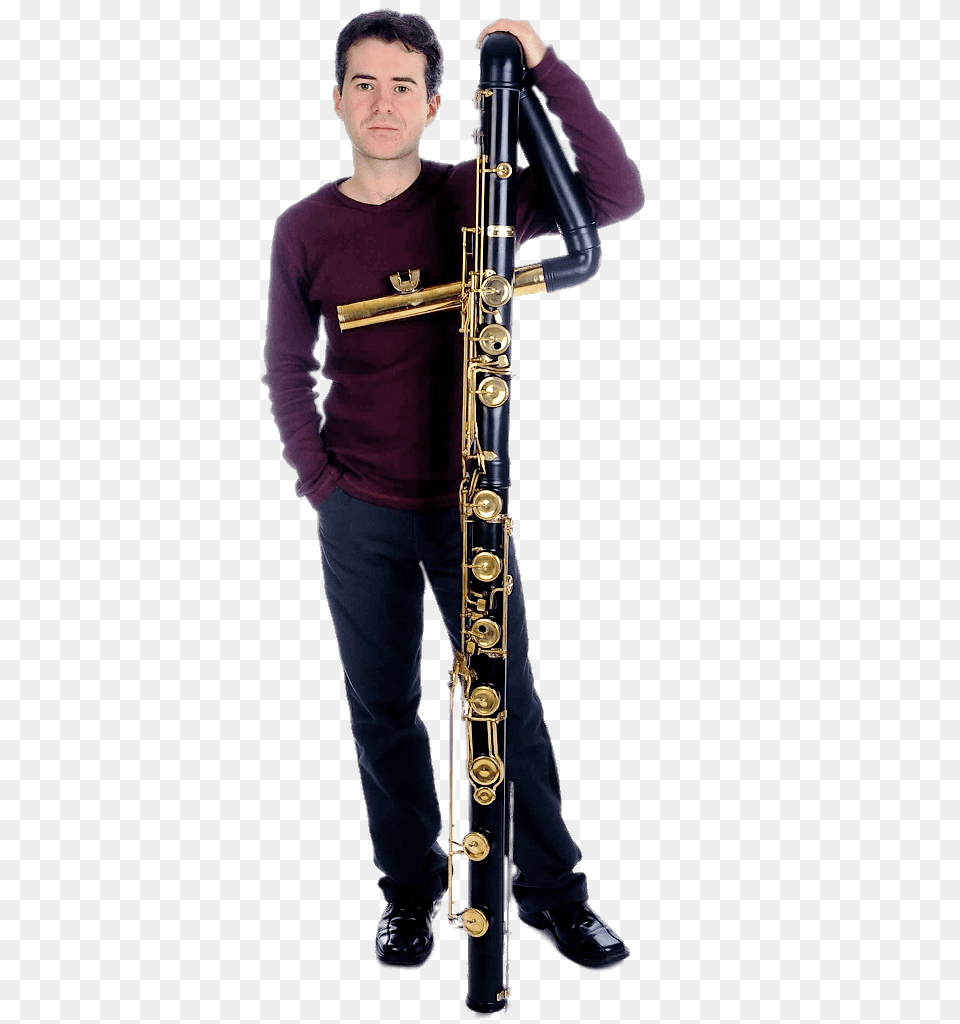 Musician Holding Contrabass Flute, Adult, Male, Man, Musical Instrument Png