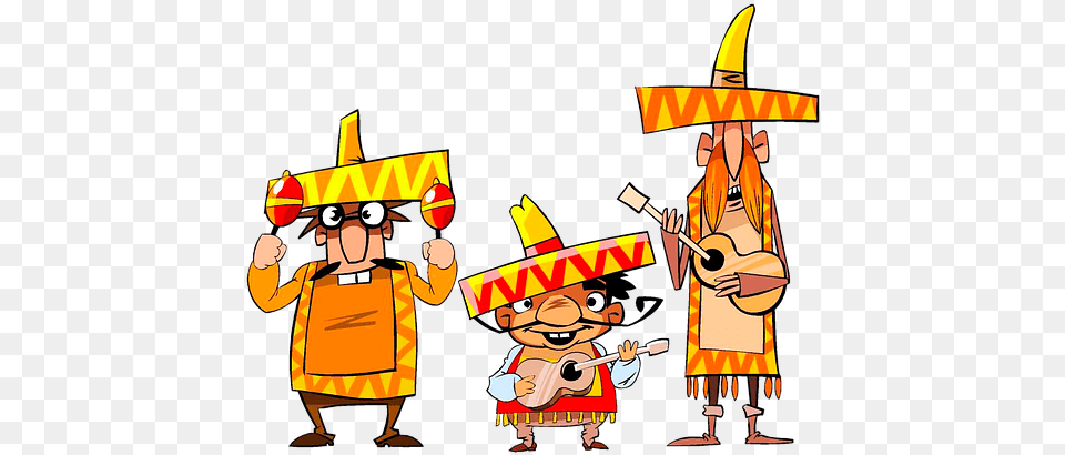 Musician Mexican Folk Band Music Instruments Mexican Cartoon Characters, Clothing, Hat, Person, Sombrero Png Image