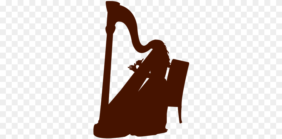 Musician Music Instrument Harp Silhouette Transparent Harp Silhouette, Musical Instrument, Adult, Bride, Female Free Png