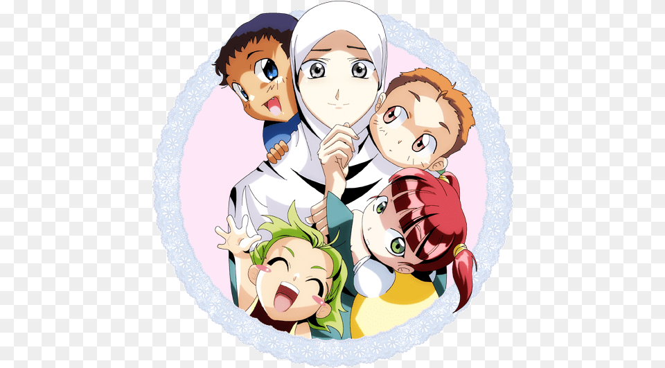 Muslim Anime My Lovelies Baby And Muslim Mother Anime, Book, Comics, Publication, Face Free Png