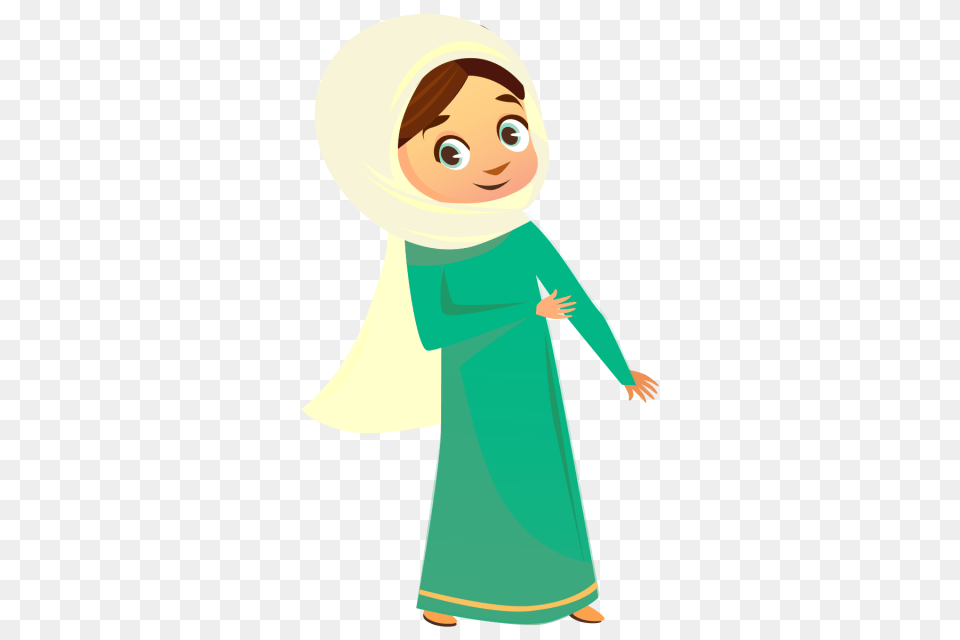 Muslim Girl Character Eid Mubarak Calligraphy Fiter Mubarak, Sleeve, Clothing, Long Sleeve, Fashion Free Png Download