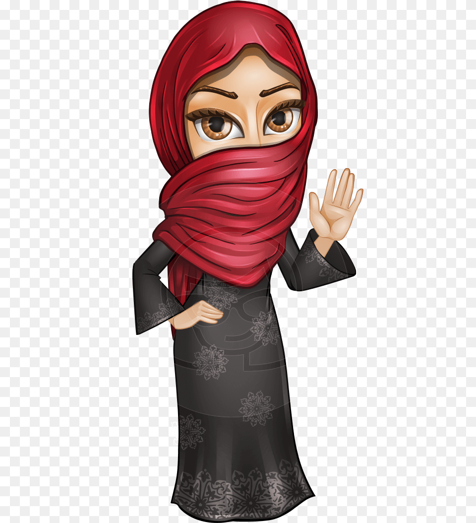 Muslim Girl With Hijab Scarf Cartoon Vector Character Arabic Cartoon, Adult, Female, Person, Woman Free Png