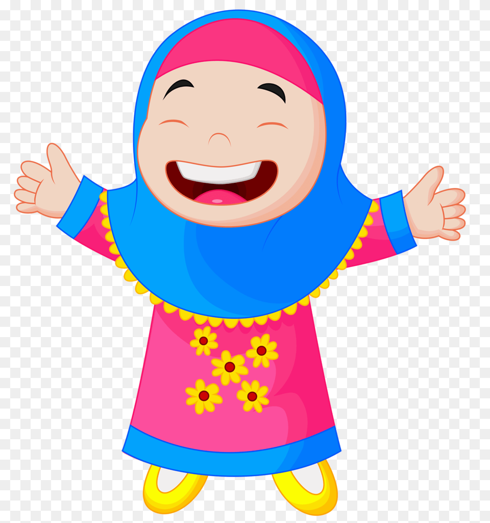 Muslim Kids Muslim Islam Islamic Cartoon, Baby, Person, Head, Happy Free Png Download
