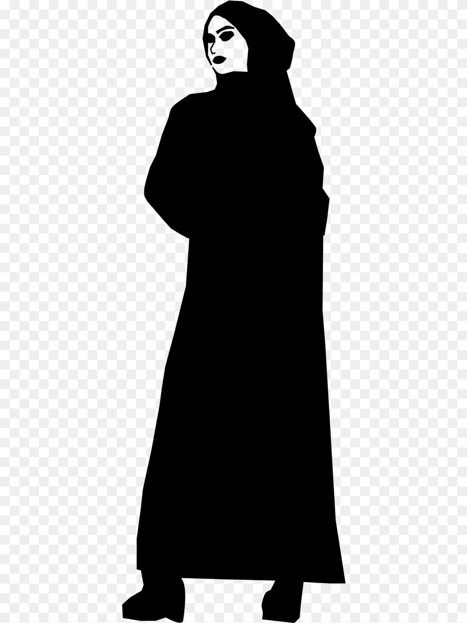 Muslim Silhouette Woman Photo Silhouette Woman With Hijab, Gray Free Png Download