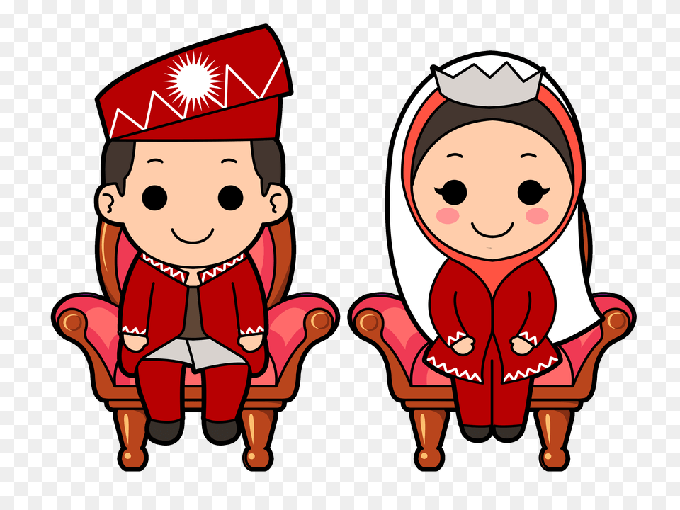 Muslim Wedding Cartoon Cartoon Portrait Wedding, People, Person, Elf, Baby Png Image