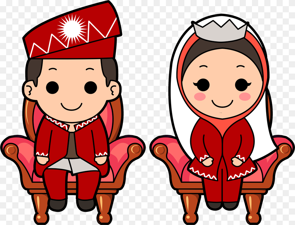 Muslim Wedding Cartoon Portrait Muslim Wedding Cartoon, Baby, Elf, Person, Face Png