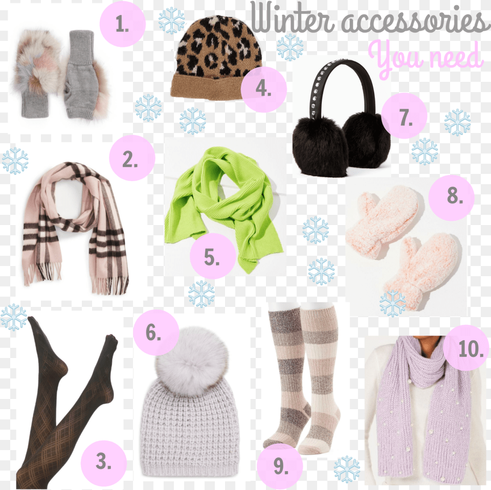Must Have Winter Accessories Girl, Clothing, Scarf, Hosiery, Sock Free Png