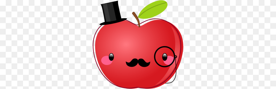 Mustache Activities Dapper Apple With A Mustache Clip Art, Food, Fruit, Plant, Produce Free Png