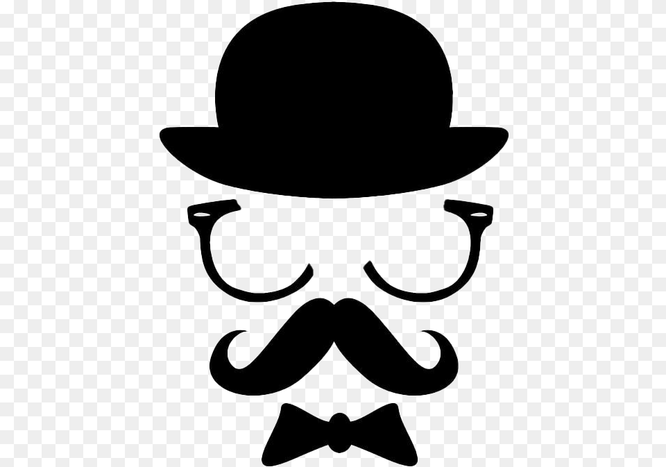 Mustache Bowler Hat Transparent Mustache Art, Clothing, Head, Person, Face Png Image