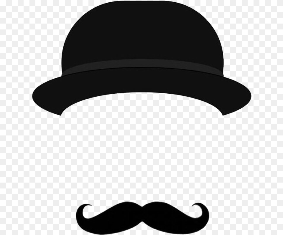 Mustache Bowler Hat Transparent Monocle And Top Hat, Face, Head, Person, Clothing Png Image