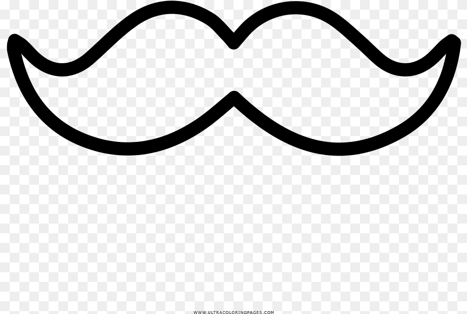 Mustache Coloring Page, Gray Free Png