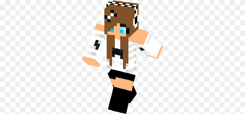 Mustache Girl With Bow Skin Bow On Minecraft Skin, Person, Cardboard Free Png Download