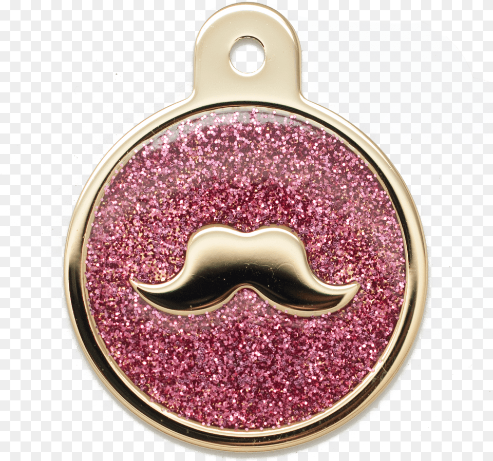 Mustache Glitter Enamel Circle Pink Locket, Accessories, Jewelry Png