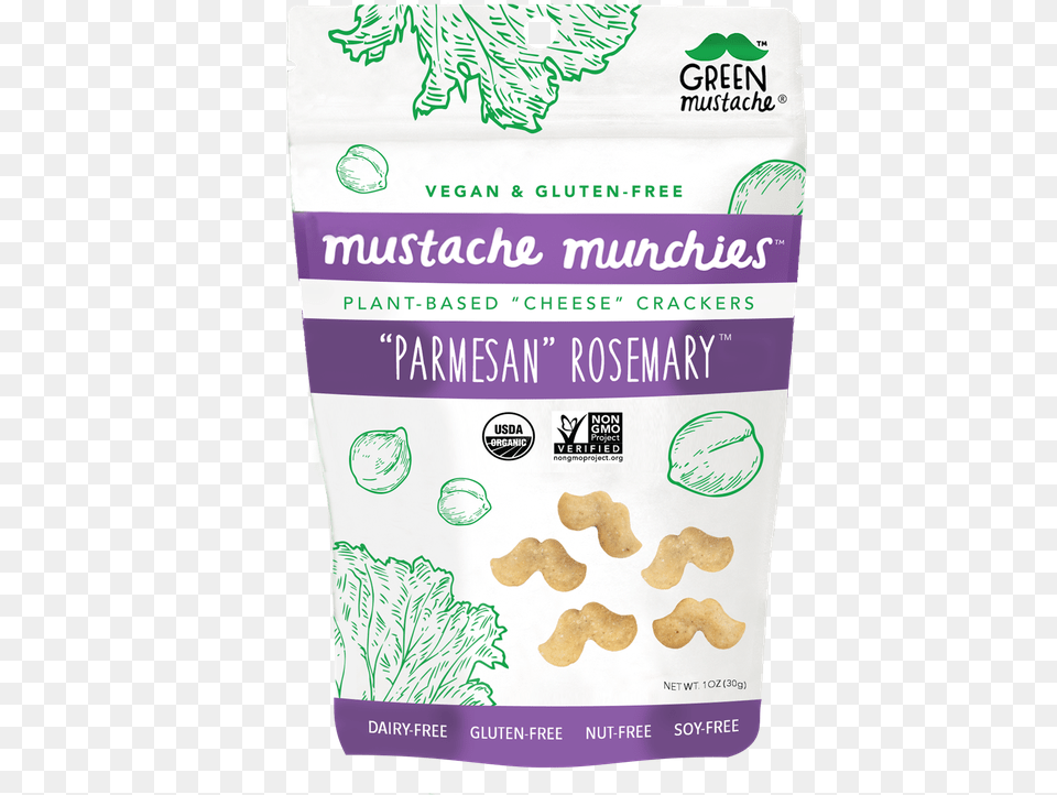 Mustache Munchies Parmesan Rosemary Green Mustache, Food, Produce, Nut, Plant Free Transparent Png