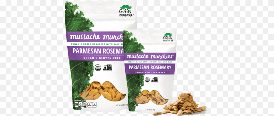 Mustache Munchies Quotparmesan Rosemaryquot Crackers Snacks Green Mustache Snacks, Food, Produce, Kale, Leafy Green Vegetable Free Transparent Png