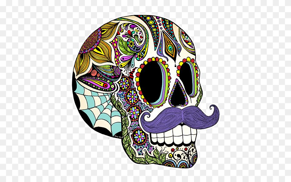 Mustache Sugar Skull Vintage Style Onesie For Sale, Art, Doodle, Drawing, Pattern Png