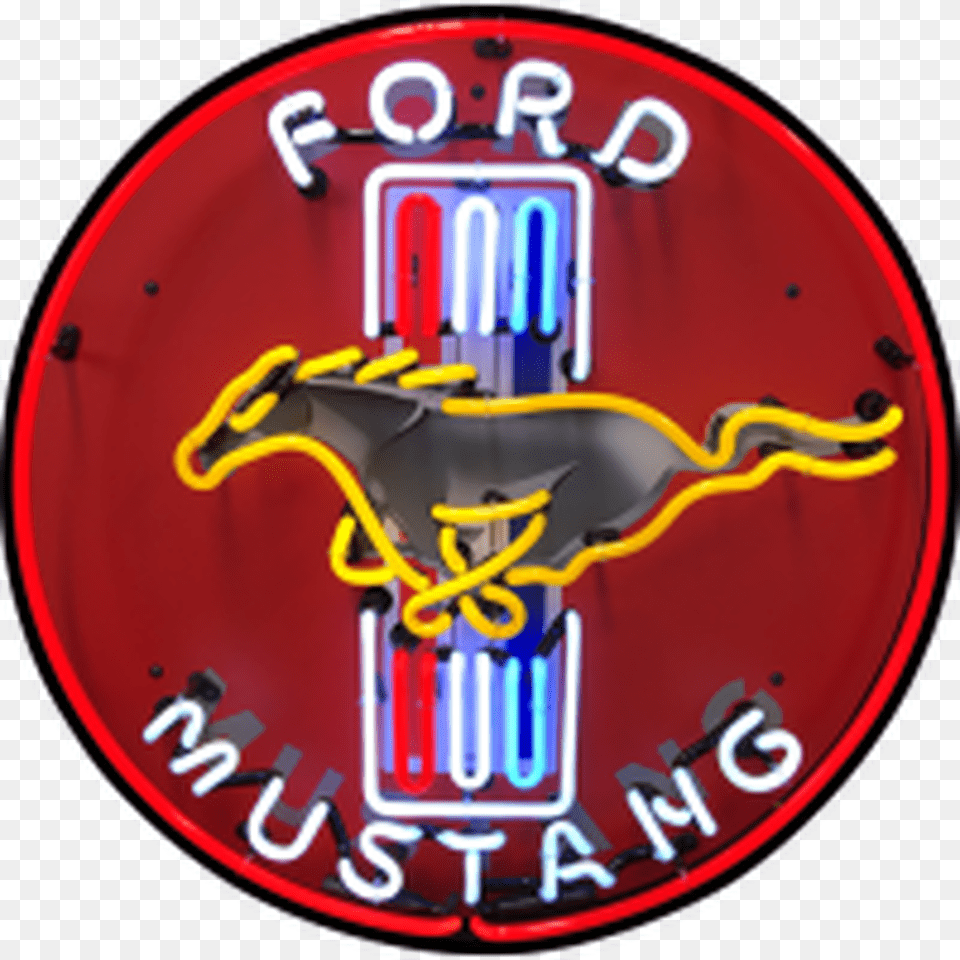 Mustang Neon Sign With Backing Ford Mustang Man Cave, Light, Logo, Symbol, Emblem Free Png