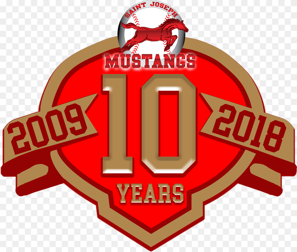 Mustangs Reveal 10th Anniversary Logo St Joseph Mustangs, Badge, Symbol, Dynamite, Weapon Free Png Download