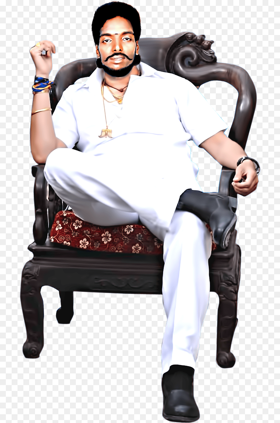 Muthu G Sitting, Person, Clothing, Glove, Man Free Png Download